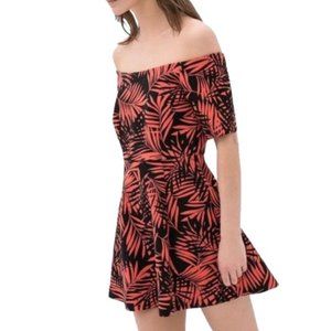 ZARA scuba skater off-shoulder tropical dress